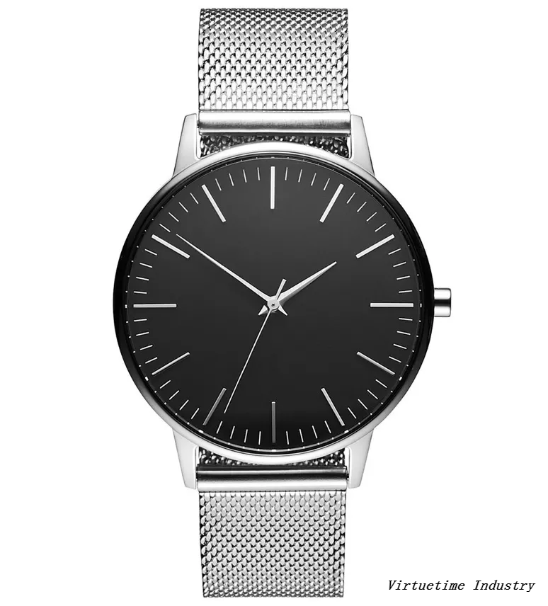 Custom Logo Simple Stainless Steel Quartz Watches Vintage Wristwatch for Unisex Low MOQ
