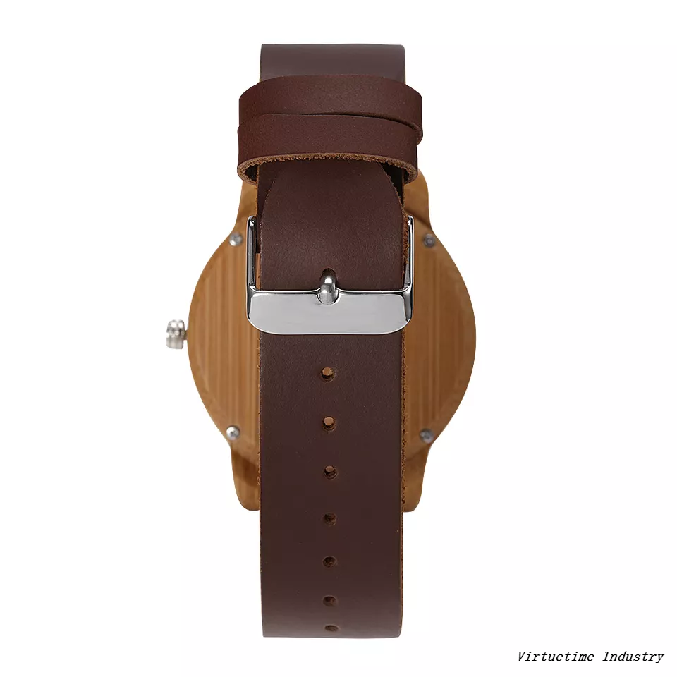 Custom Bamboo Wood Watch with Leather Straps for Men And Women
