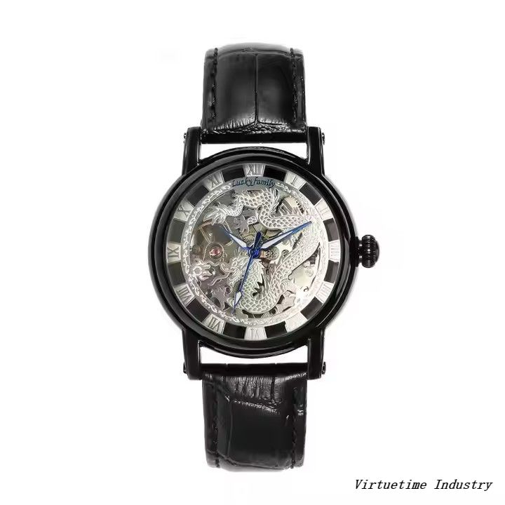 High Quality Leather Strap Manual Mechanical Watches Hot Sales Men Watches Fashion Mechanical Skeleton Watches