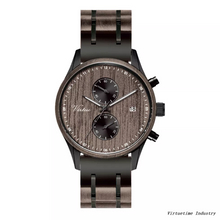 Black Stainless Steel Walnut Wood Men's Watch Dropshipping Low MOQ Custom Logo 5ATM Quartz Wooden Watches
