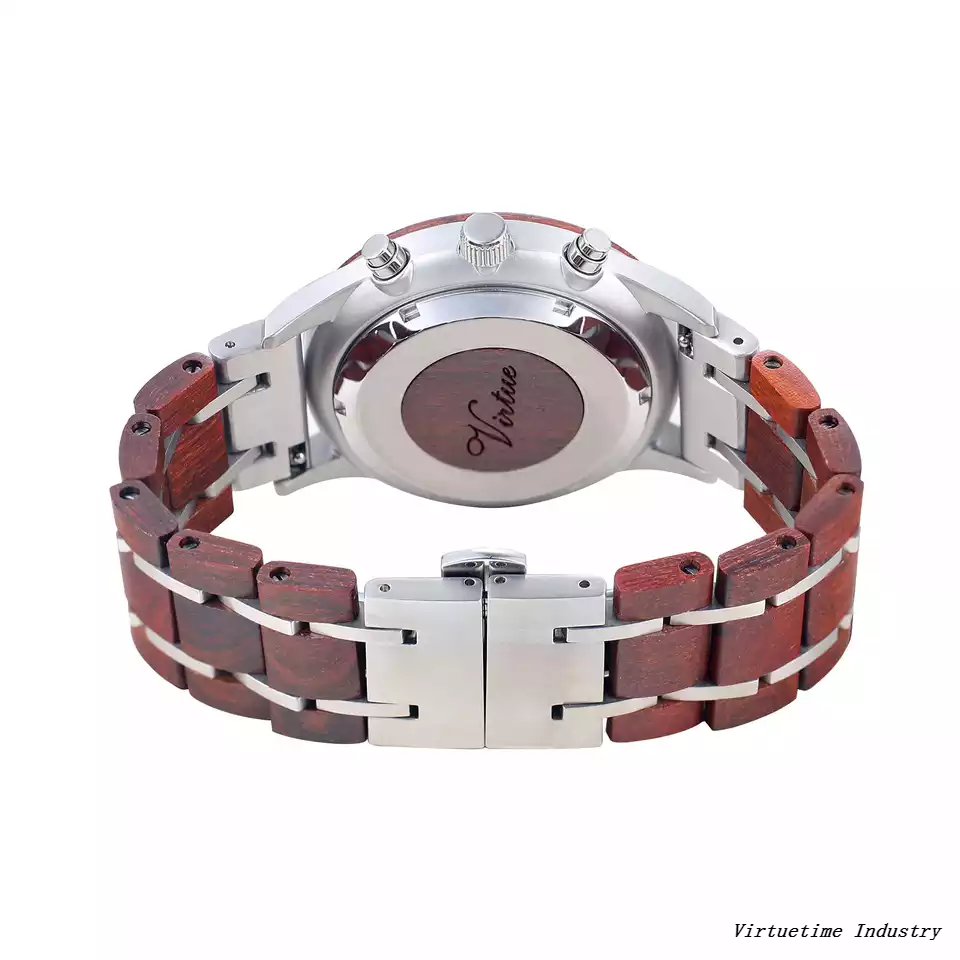 Stainless Steel Quartz Watches with Interchangeable Wood Strap DIY Design Men's Wood Watch