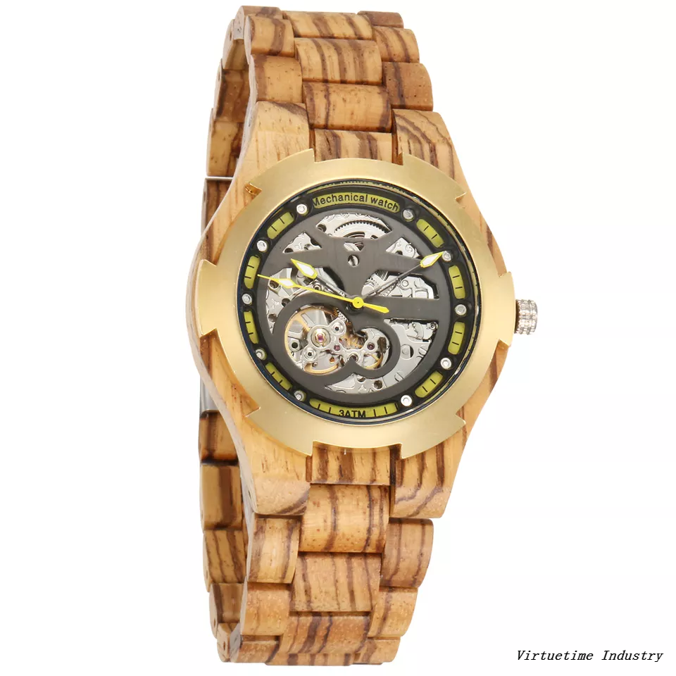 High-Quality Automatic Mechanical Wood Watch With Stainless Steel Japan Movement Quartz Watches Wholesale For Men