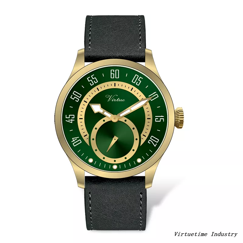 Men's Stainless Steel Watch with Genuine Leather Logo Custom Waterproof Wristwatch