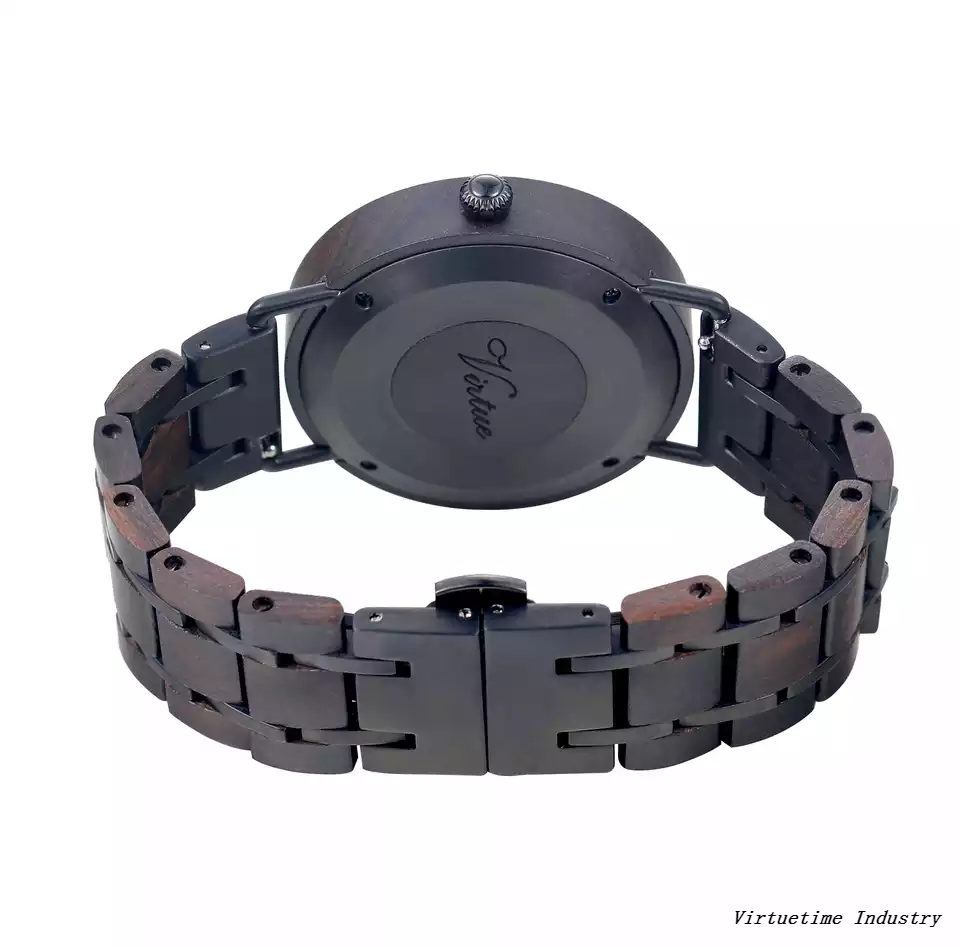 Men's Wood Stainless Steel Combined Quartz Watch