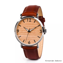Wood Watch Wholesale Bamboo Wooden Box Stainless Steel Case Watch with Leather Strap