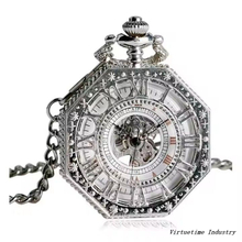 Skeleton Retro Old Railroad Style Steampunk Mechanical Hand Wind Pocket Watch