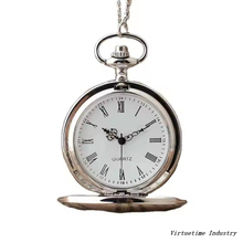 Roman Student Fashion Metal Large Flip Necklace Watch Luminous Exam Pocket Watch for Men And Women