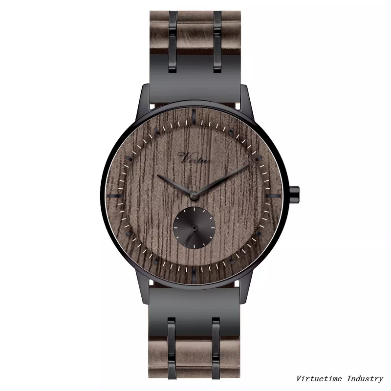 Luxury Lady Wood Watch Customization Solid Stainless Steel Case Wooden Bracelet