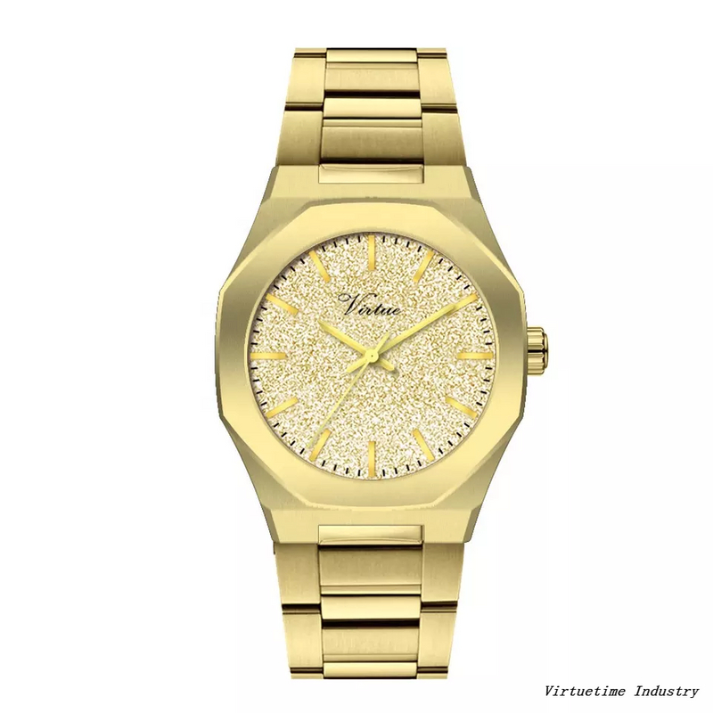 Women's Stainless Steel Wristwatch Lady's Minimalist Waterproof Quartz Watch with Custom Logo