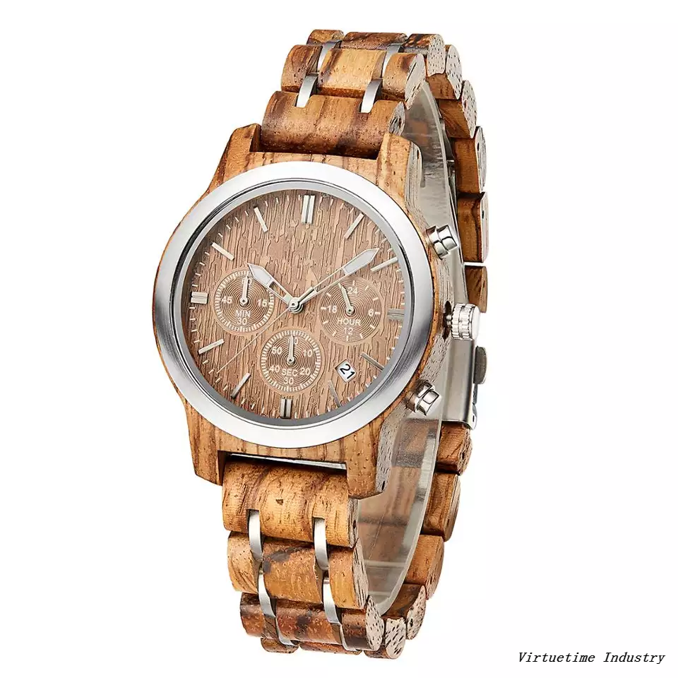 Wholesale Stainless Steel with Wood Watches Customize Black Sandal Wooden Watch