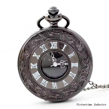 Rustic Style Vintage Roman Memorial Carving Skeleton Quartz Pocket Watch for Men And Women