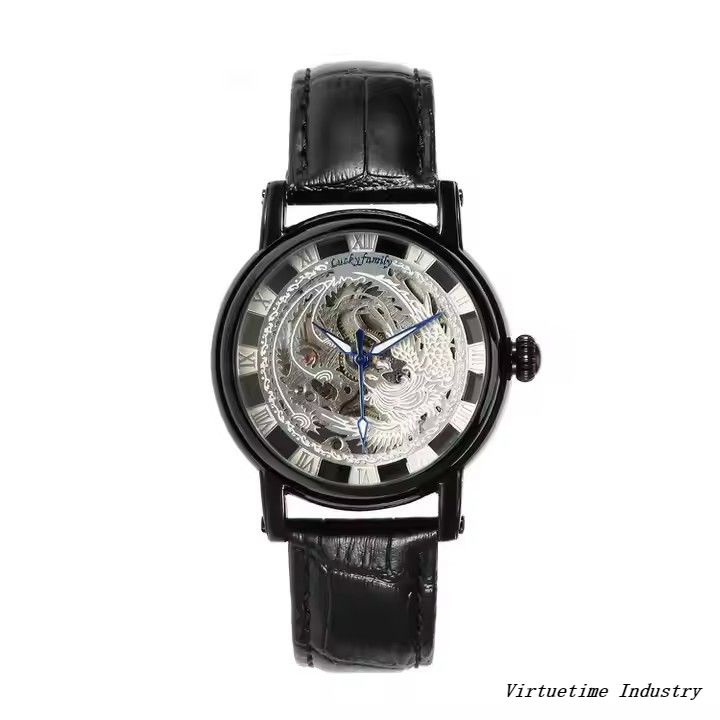 High Quality Leather Strap Manual Mechanical Watches Hot Sales Men Watches Fashion Mechanical Skeleton Watches