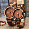 Custom Logo Handmade Pair Wooden Watches with Auto Date Week Display for Lover