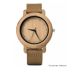 Engraved Handcraft Fashion Wood Watch with Antique Leather Strap